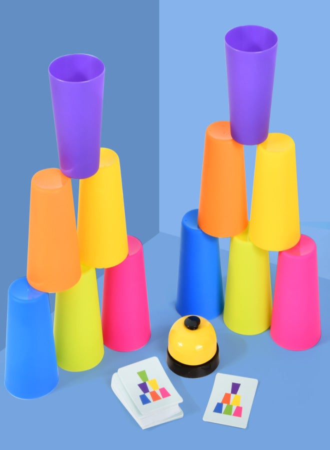 Children's Puzzle Early Education Stacking Cup Fun Fighting Card Desktop Set Cup Training Stacking Music Fast Stacking Cup Toy(LL-Double Stacking Cup) - Image 3