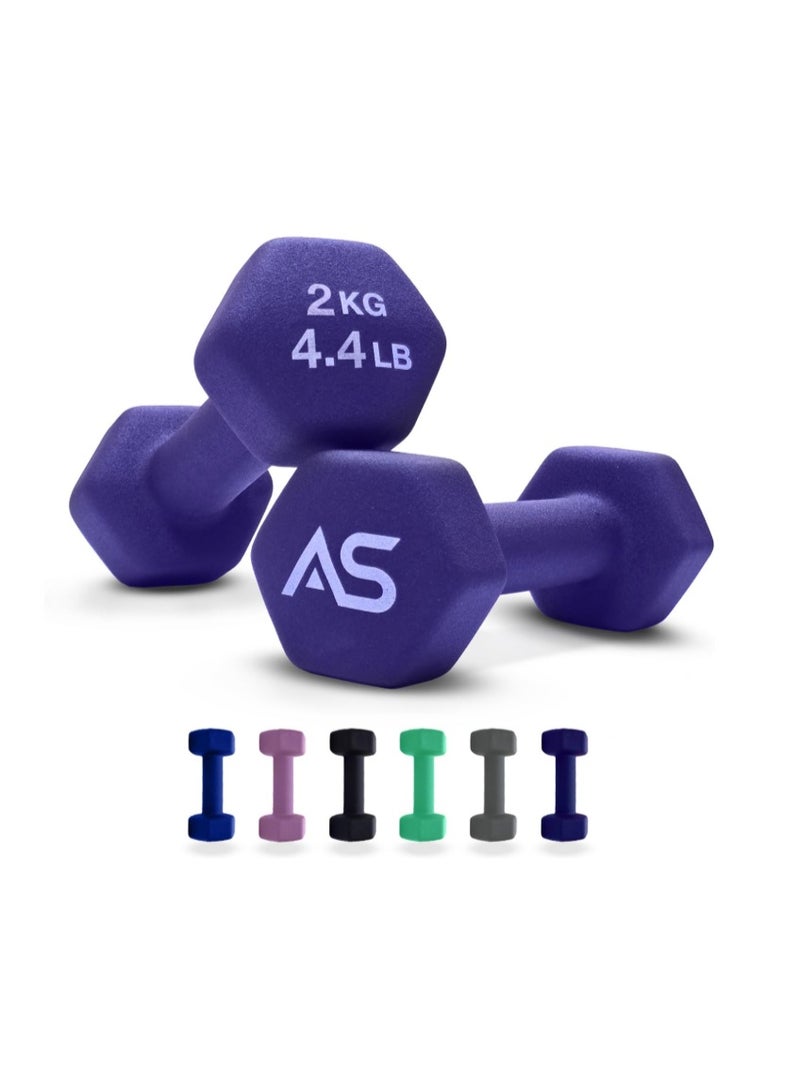 Allure Sphere Neoprene Dumbbell Set For Home Gym Exercise - Anti Slip Fitness Equipment For Pilates, Cardio, Training - Anti Sweat Hex Dumbbells in 1Kg 2Kg 3Kg 4Kg 5Kg In Pair - Image 1