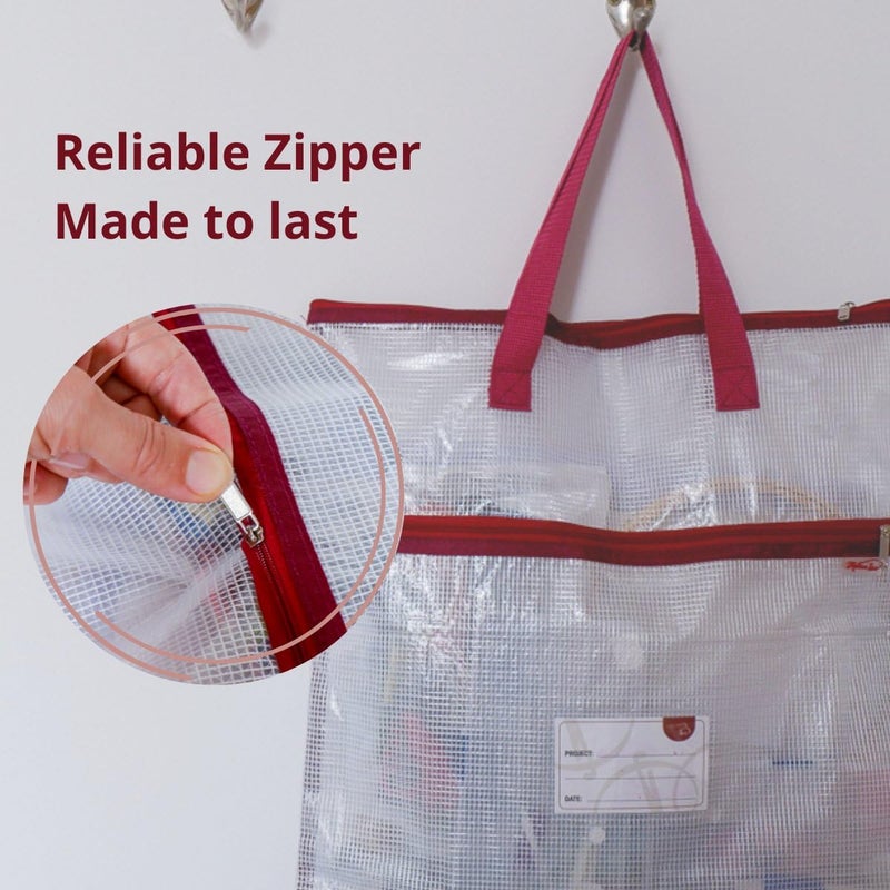 Madam Sew Project Bag - Craft Bag Organizer Tote with Handles, Two Pockets, See-Through Mesh, and Card Slot â€“ Perfect for Quilting, Knitting, Stitching and Embroidery Projects Storage - 16â€x16â€ - Image 2