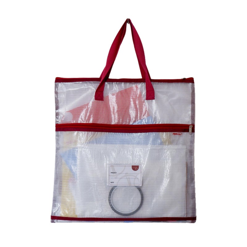 Madam Sew Project Bag - Craft Bag Organizer Tote with Handles, Two Pockets, See-Through Mesh, and Card Slot â€“ Perfect for Quilting, Knitting, Stitching and Embroidery Projects Storage - 16â€x16â€ - Image 1