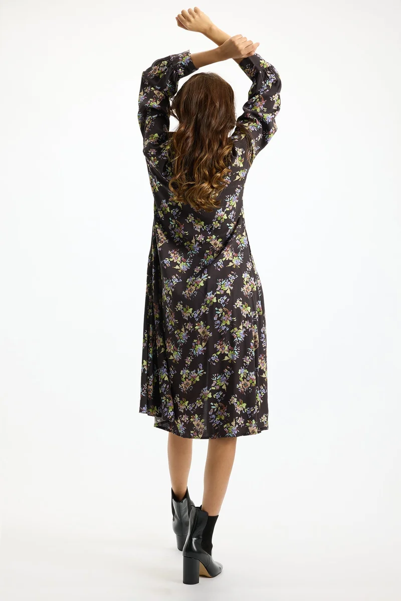فيرجيو Viscose Floral Brunchwear Print Shirts Midi Dresses for Women