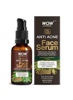 WOW Skin Science Anti Acne Face Serum | Natural Neem Leaf & Tea Tree Oil | Reduce Spots, Skin Repair, Pimple Free, Bright Skin | No Parabens | Face Serum For Women & Men | 30 Ml  - Image 1