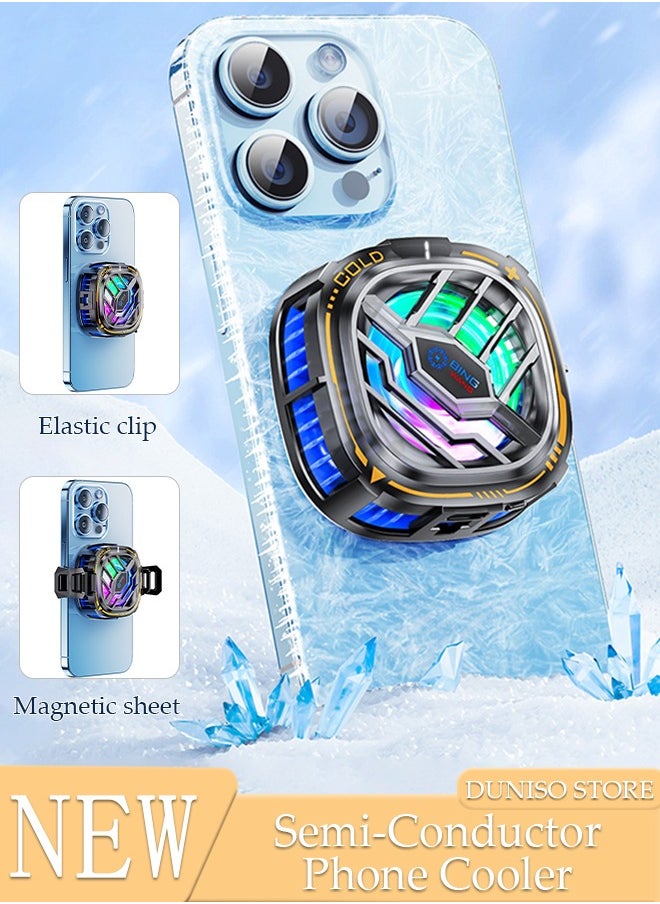 DUNISO Phone Cooler for Live Streaming and Gaming Fast Phone Cooling Fan, Semi-Conductor Cooling Chip Mobile Phone Radiator, Magnetic Mobile Phone Radiator Fit All Types of iPhone Android Smartphones  - Image 1