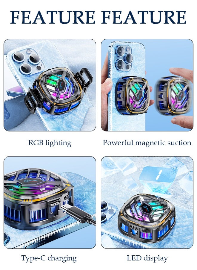 DUNISO Phone Cooler for Live Streaming and Gaming Fast Phone Cooling Fan, Semi-Conductor Cooling Chip Mobile Phone Radiator, Magnetic Mobile Phone Radiator Fit All Types of iPhone Android Smartphones  - Image 4
