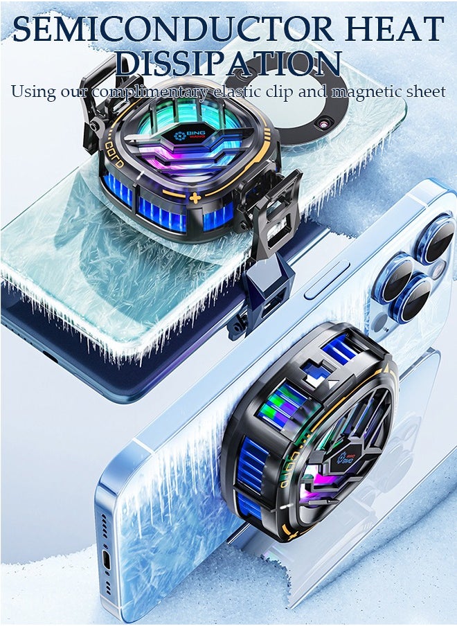 DUNISO Phone Cooler for Live Streaming and Gaming Fast Phone Cooling Fan, Semi-Conductor Cooling Chip Mobile Phone Radiator, Magnetic Mobile Phone Radiator Fit All Types of iPhone Android Smartphones  - Image 2