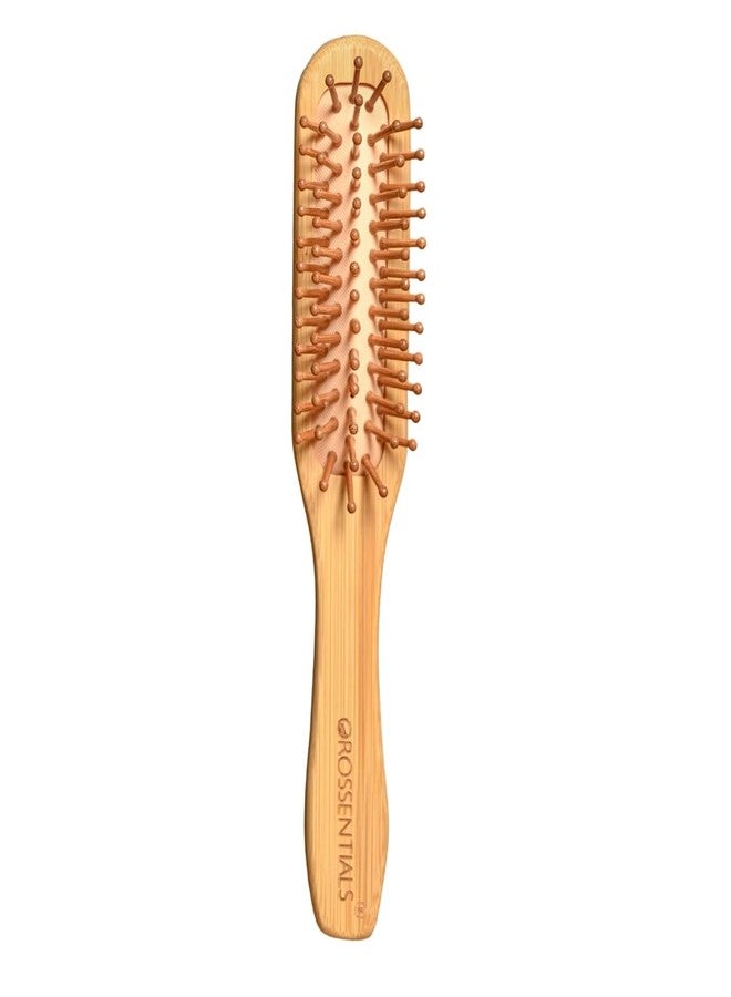 OROSSENTIALS Mini Travel Size Hair Brush for Women/Men/Kids,Small Pocket Paddle Bamboo Brush for Detangling Wet and Dry All Hair Types (Long Handle) - Image 1
