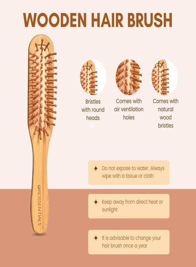 OROSSENTIALS Mini Travel Size Hair Brush for Women/Men/Kids,Small Pocket Paddle Bamboo Brush for Detangling Wet and Dry All Hair Types (Long Handle) - Image 3