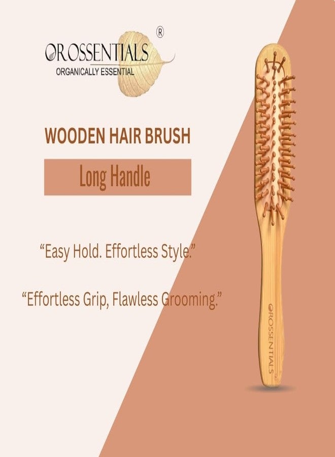 OROSSENTIALS Mini Travel Size Hair Brush for Women/Men/Kids,Small Pocket Paddle Bamboo Brush for Detangling Wet and Dry All Hair Types (Long Handle) - Image 2