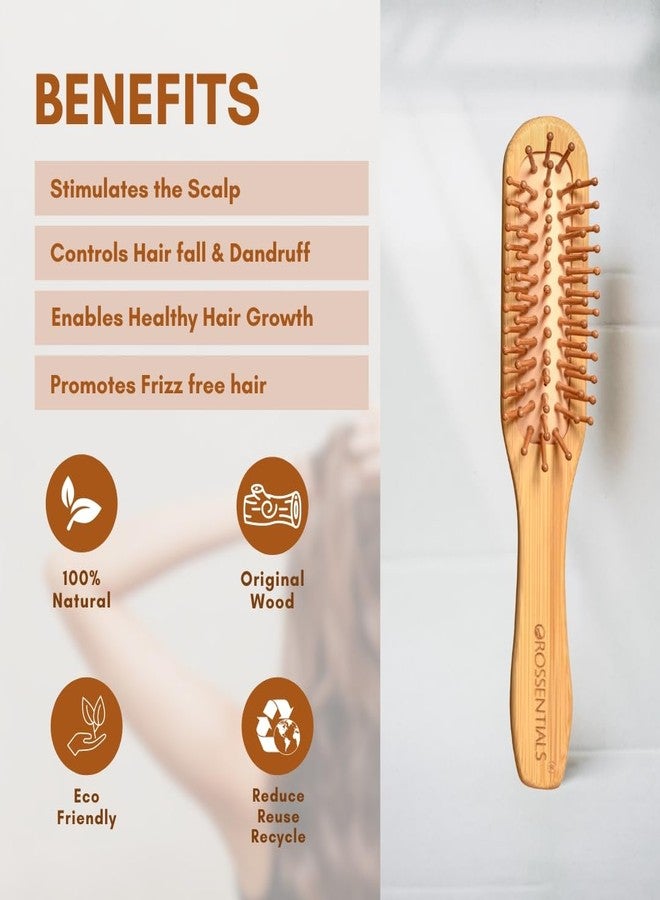 OROSSENTIALS Mini Travel Size Hair Brush for Women/Men/Kids,Small Pocket Paddle Bamboo Brush for Detangling Wet and Dry All Hair Types (Long Handle) - Image 4