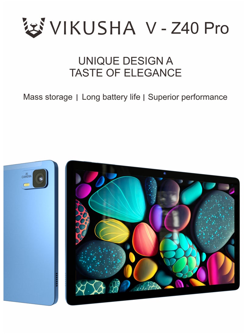 VIKUSHA - VIKUSHA V-Z40PRO tablet, 10.1 inches, 4+128GB large storage, dual-band WiFi (2.4G/5G), IPS HD screen (800×1280), 6580mAh large battery, Android 13 + GMS certified, global multilingual support. It is a comprehensive device, ideal for learning, working, and entertainment! Grey - Image 1