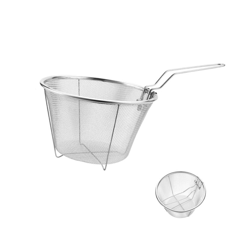 ZHQZZPH 7 Inch Stainless Steel Fryer Basket | Replacement Accessory Round Wire Deep Fryer Basket with Foldable Handle - Durable & Easy Cleaning Frying Tool for Restaurants, Home Kitchens - Image 1