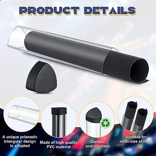 Hsei 8 Pcs Gaming Prism Playmat Tube 15 Inch Play Mat Poster Holder Tube Easy in and Out Playmat Case for Card Storage Toy Card Play Mat, Won't Roll Off Surfaces(Black, Clear) - Image 3