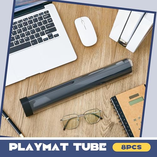 Hsei 8 Pcs Gaming Prism Playmat Tube 15 Inch Play Mat Poster Holder Tube Easy in and Out Playmat Case for Card Storage Toy Card Play Mat, Won't Roll Off Surfaces(Black, Clear) - Image 4