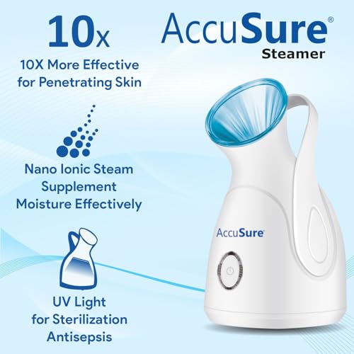 AccuSure Nano Ionic Facial Steamer For Home Facial Deep Cleaning,Steam Breath Machine For Adults/Kids, Best For Men/Women Beauty Spa At Home, Blue - Image 3