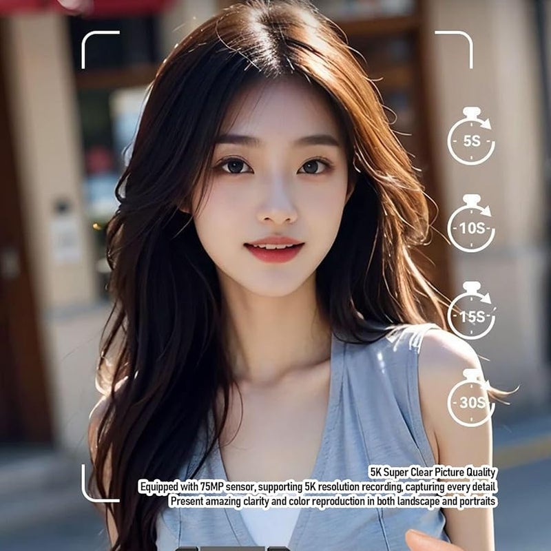 Fockety 5K Digital Camera Autofocus 75MP Vlog Camera With 18X Zoom 3 Inch Flip Screen Anti Shake White - Image 4