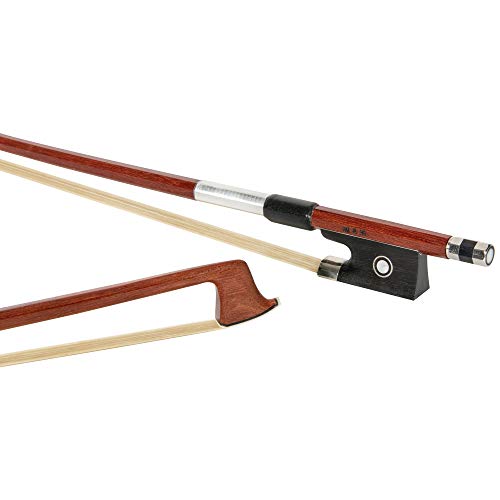 M MI & VI MI&VI NB-510 Brazilwood Violin Bow (3/4 Size) with Ebony Frog | Octagonal Silver Mount | Well Balanced | Light Weight | Real Mongolian Horse Hair - MIVI Music - Image 1