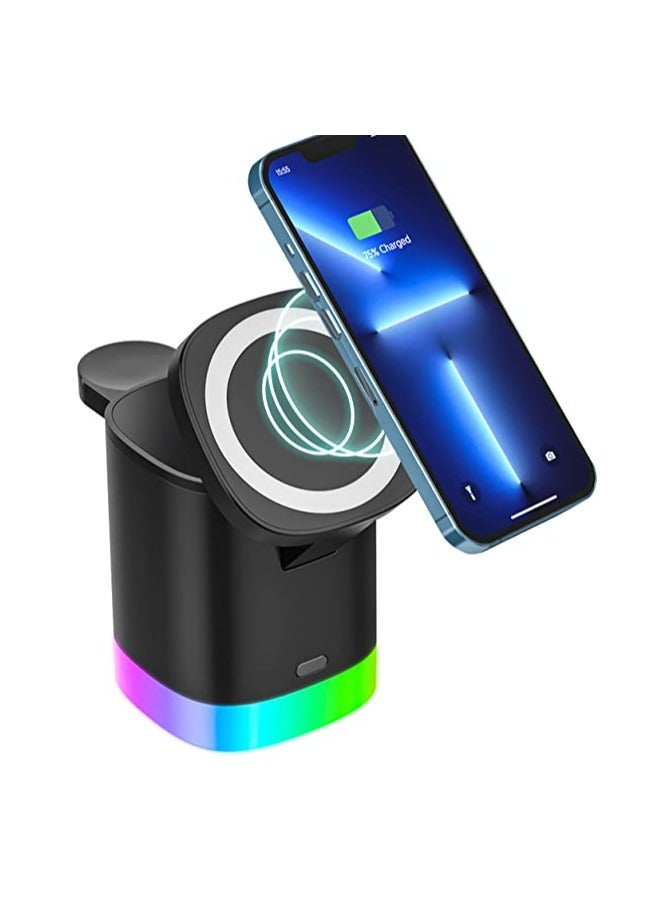 General Wireless Charging Station Alarm Clock Fast 15W 3 in 1 Wireless Charger with Bedside Lamp Qi Wireless Charging Pad for iPhone 13/12/11/Pro/Max/XS/XR/X/8/8 Plus Applepods Pro/3/2/1  - Image 1