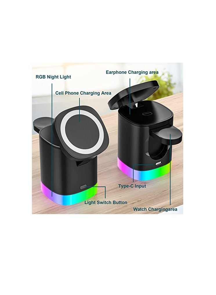 General Wireless Charging Station Alarm Clock Fast 15W 3 in 1 Wireless Charger with Bedside Lamp Qi Wireless Charging Pad for iPhone 13/12/11/Pro/Max/XS/XR/X/8/8 Plus Applepods Pro/3/2/1  - Image 2
