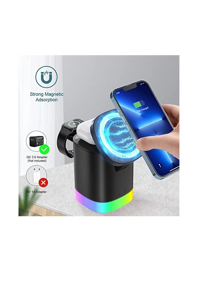 General Wireless Charging Station Alarm Clock Fast 15W 3 in 1 Wireless Charger with Bedside Lamp Qi Wireless Charging Pad for iPhone 13/12/11/Pro/Max/XS/XR/X/8/8 Plus Applepods Pro/3/2/1  - Image 3