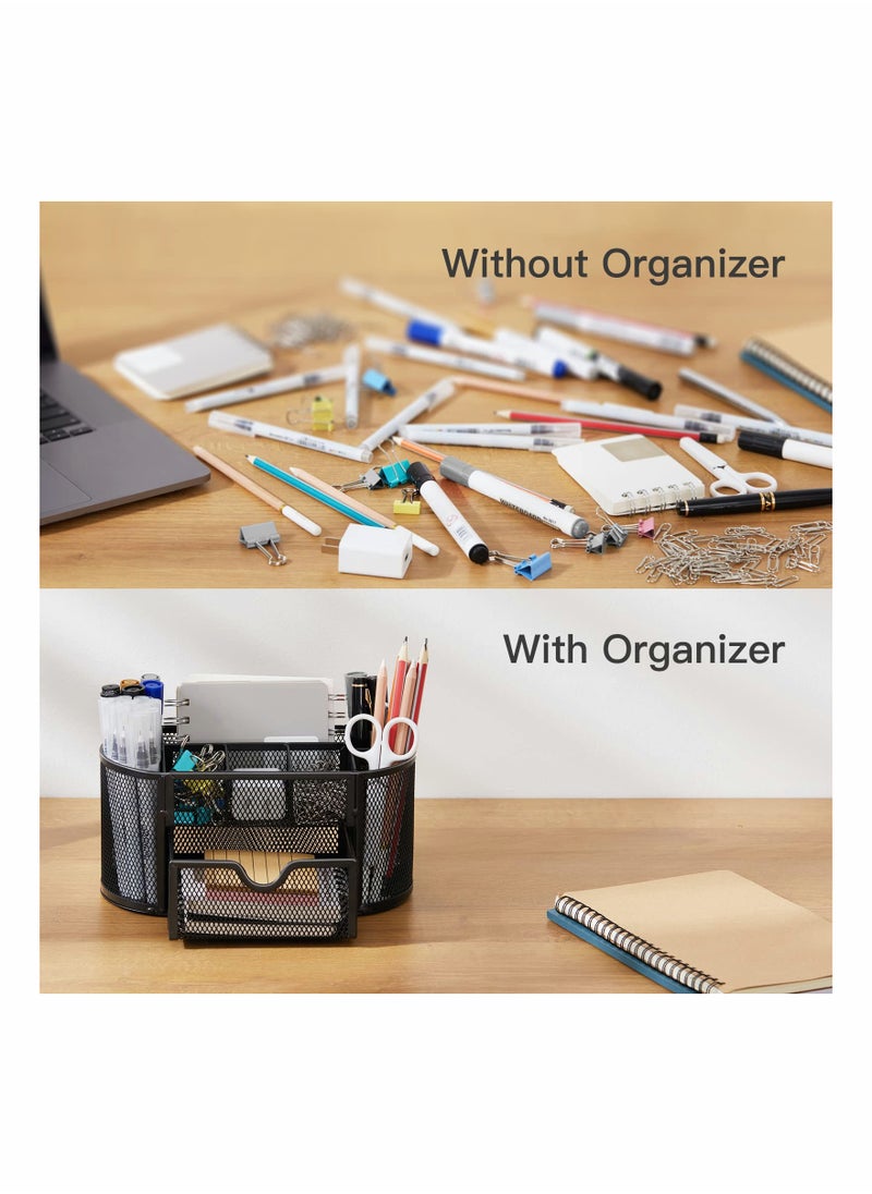 Excefore Mesh Desk Organizer Multifunctional Desktop Organizer Office Supplies Holder  - Image 5
