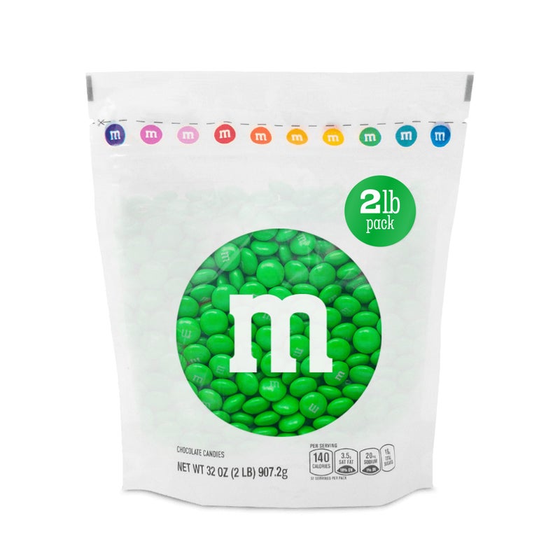 M&M’S WORLD Green Milk Chocolate Candy,2lbs of M&M'S Resealable Pack for Candy Bars,Christmas,St. Patrick's Day Parties,Birthdays,Graduations,Dessert Tables & DIY Party Favors,Bulk Chocolate - Image 1