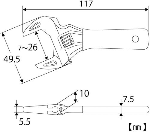 TOP 4 inch Small Stubby Adjustable Wrench Thin and Light Body for Tight Spaces | Super Heavy Duty Extra Wide Opening Jaw Crescent Wrench | Made in Japan - Image 4