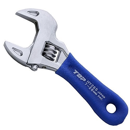 TOP 4 inch Small Stubby Adjustable Wrench Thin and Light Body for Tight Spaces | Super Heavy Duty Extra Wide Opening Jaw Crescent Wrench | Made in Japan - Image 1