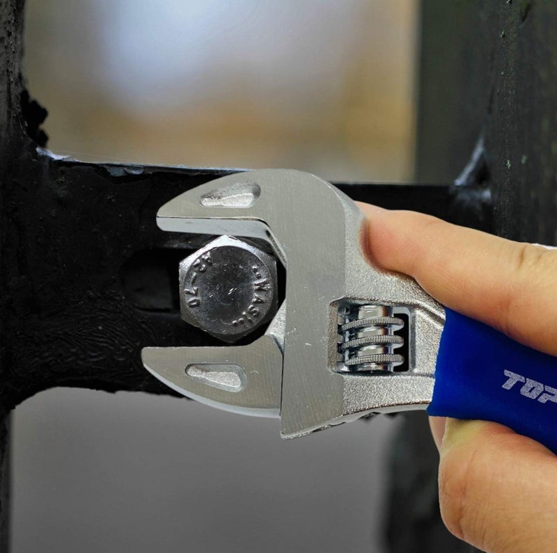 TOP 4 inch Small Stubby Adjustable Wrench Thin and Light Body for Tight Spaces | Super Heavy Duty Extra Wide Opening Jaw Crescent Wrench | Made in Japan - Image 3
