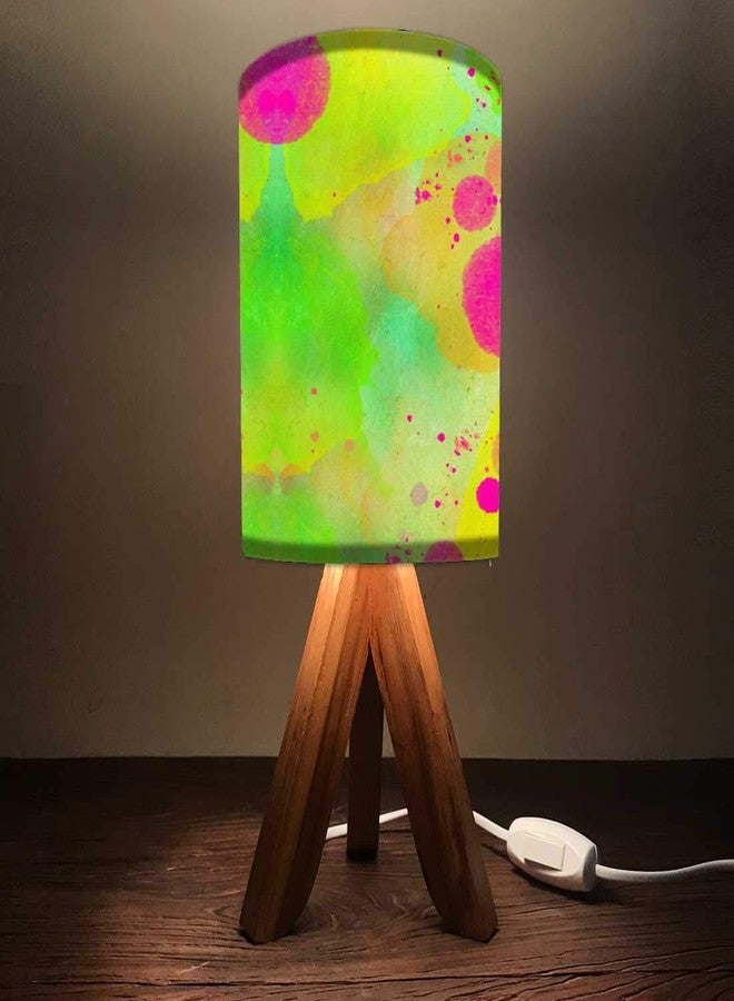 نتكيس مصباح طاولة خشبي صغير من نوتكيس لغرفة النوم - صنع في الهند من خشب الساج - مصباح ليلي صغير ثلاثي القوائم مقاس 14 بوصة بجانب السرير (يشمل المصباح) - لون أخضر مائي - Image 5