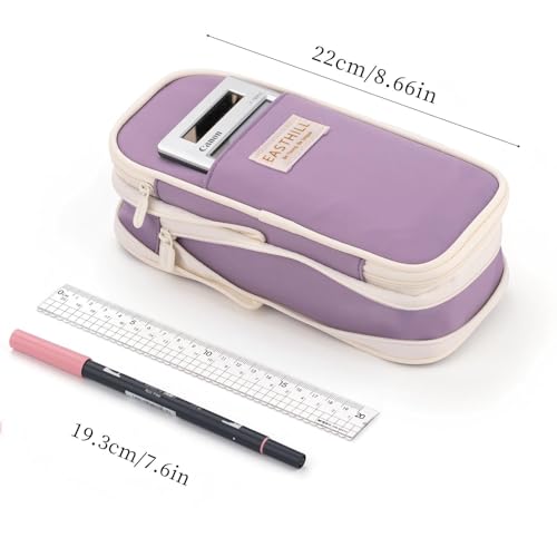 EASTHILL Big Capacity Pencil Case Large Pencil Pouch Stationery Pen Bag for Teen Girls-Purple - Image 3