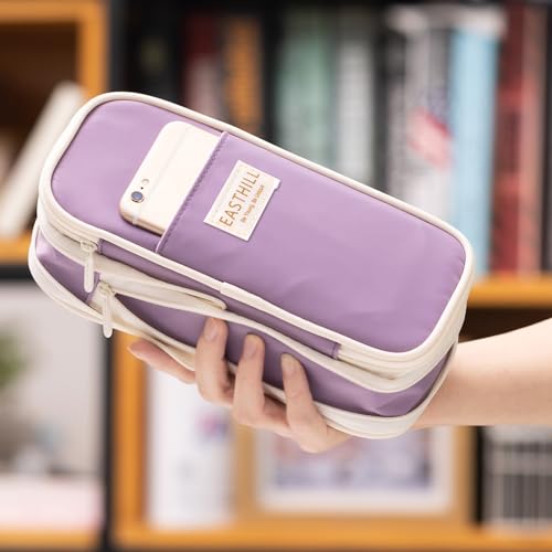 EASTHILL Big Capacity Pencil Case Large Pencil Pouch Stationery Pen Bag for Teen Girls-Purple - Image 4