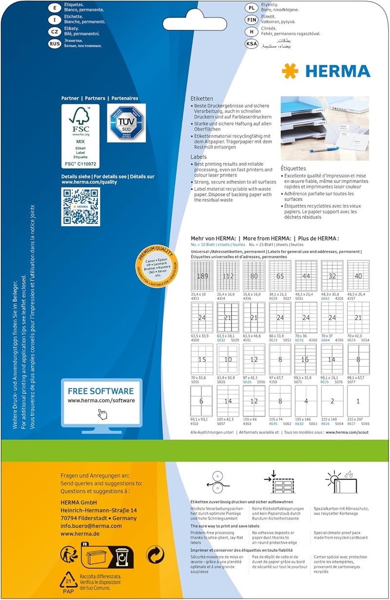 Herma 5064 Self Adhesive Shipping Labels, 2 Labels per A4 Sheet, 25 Sheets, 210 x 148 mm, 50 Labels, Blank Parcel Labels Stickers, Sticky Labels for Laser & Inkjet Printer, White - Image 2