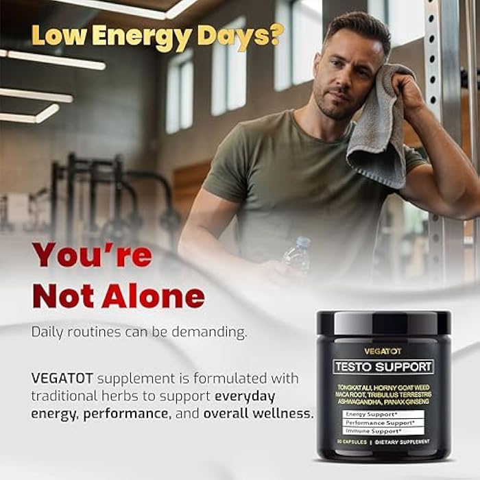 VEGATOT 𝟴 𝗜𝗡 𝟭 Testo Support - Boost Performance with Tongkat Ali, Panax Ginseng, Maca Root, Ashwagandha, Tribulus - Energy, Stamina, Circulation Support - Image 2