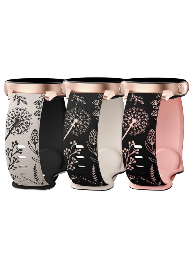 Loquat For Samsung Watch4/5/5PRO/6 Double Color Carved Dandelion Embossed 20MM Silicone Strap-Color:07#Caramel + Black-Dimensions:20MM  - Image 2