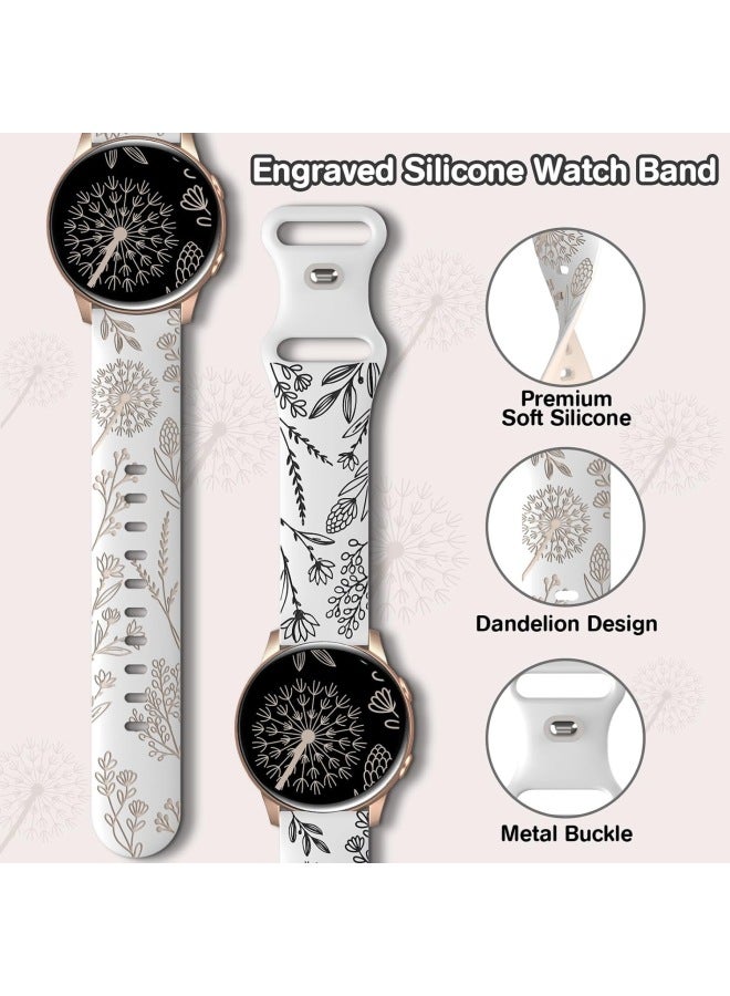 Loquat For Samsung Watch4/5/5PRO/6 Double Color Carved Dandelion Embossed 20MM Silicone Strap-Color:07#Caramel + Black-Dimensions:20MM  - Image 4