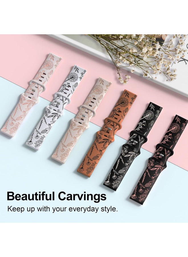 Loquat For Samsung Watch4/5/5PRO/6 Double Color Carved Dandelion Embossed 20MM Silicone Strap-Color:07#Caramel + Black-Dimensions:20MM  - Image 3