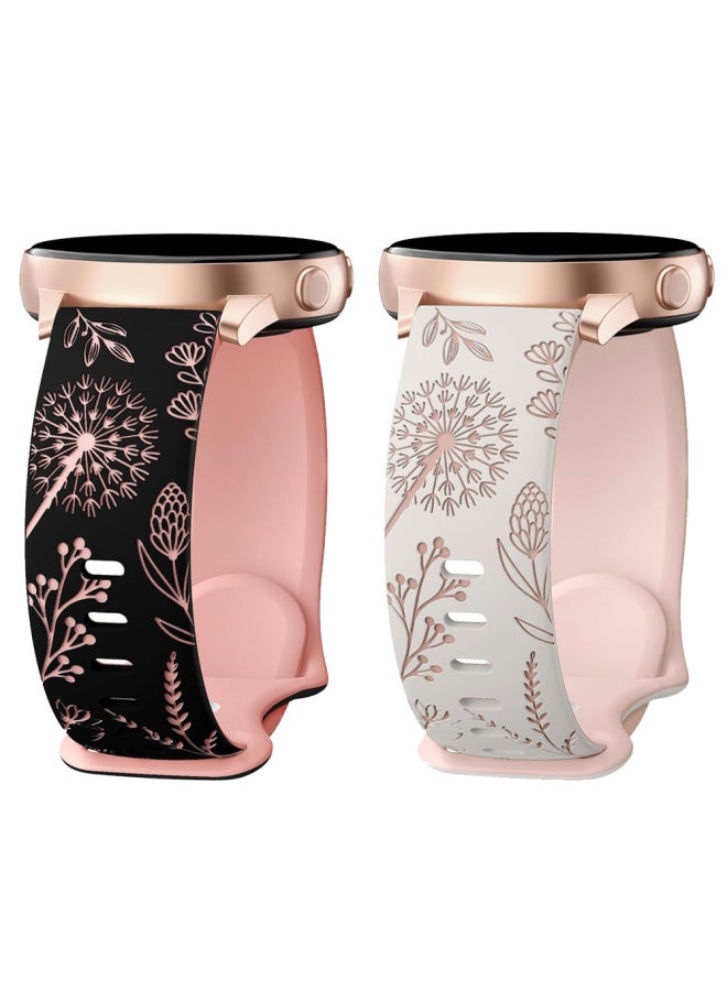 Loquat For Samsung Watch4/5/5PRO/6 Double Color Carved Dandelion Embossed 20MM Silicone Strap-Color:07#Caramel + Black-Dimensions:20MM  - Image 5