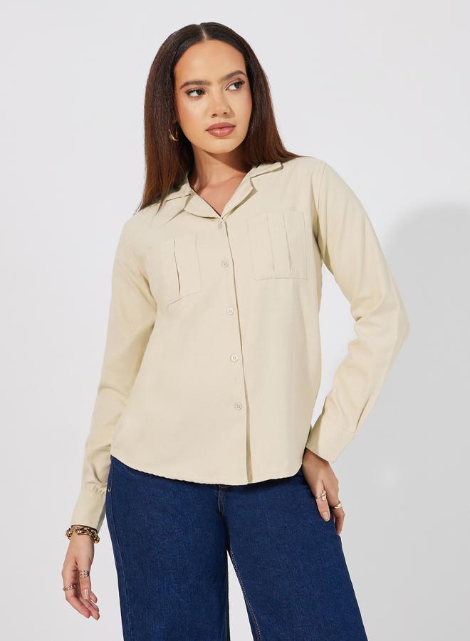 Styli Button Down Collar Neck Loose Fit Shirt  - Image 1