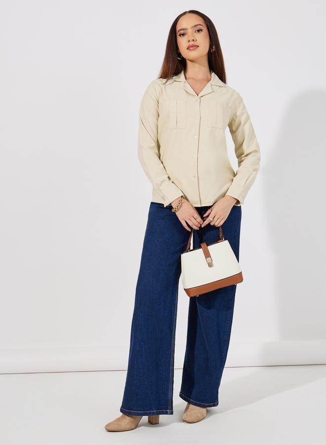 Styli Button Down Collar Neck Loose Fit Shirt  - Image 2