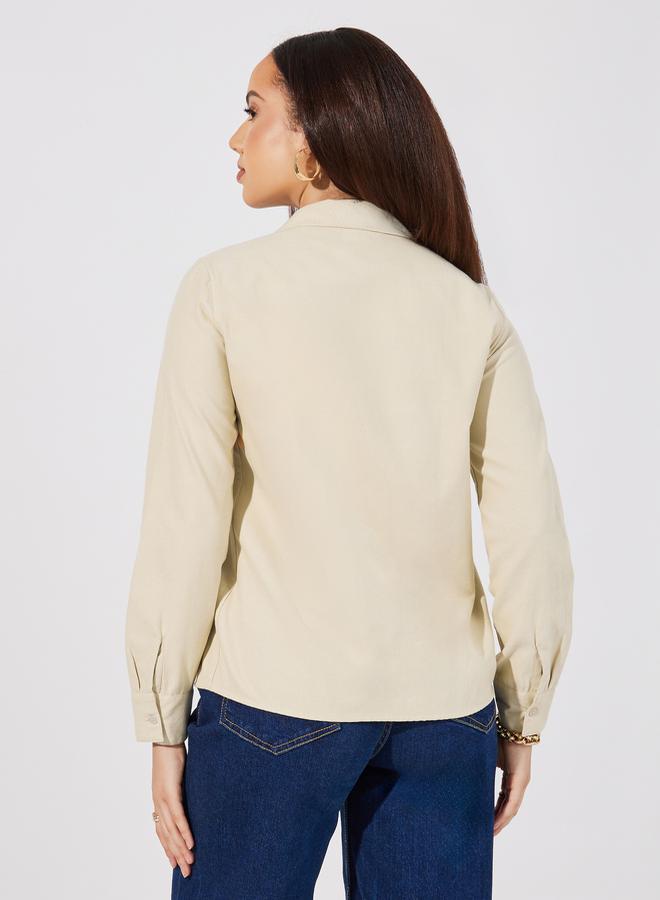 Styli Button Down Collar Neck Loose Fit Shirt  - Image 4