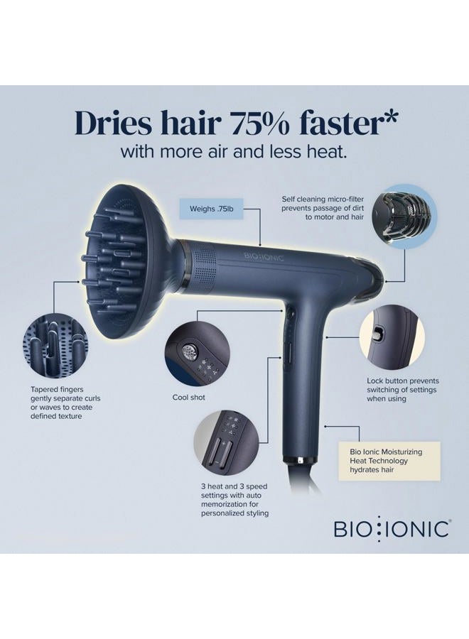 Bio Ionic SMART-X Hair Dryer with Diffuser, High-Efficiency Blow Dryer with 3 Heat & 3 Speed Settings, Gently Dries, Defines & Reduces Frizz, Self-Cleaning Function, Alpine White - Image 2