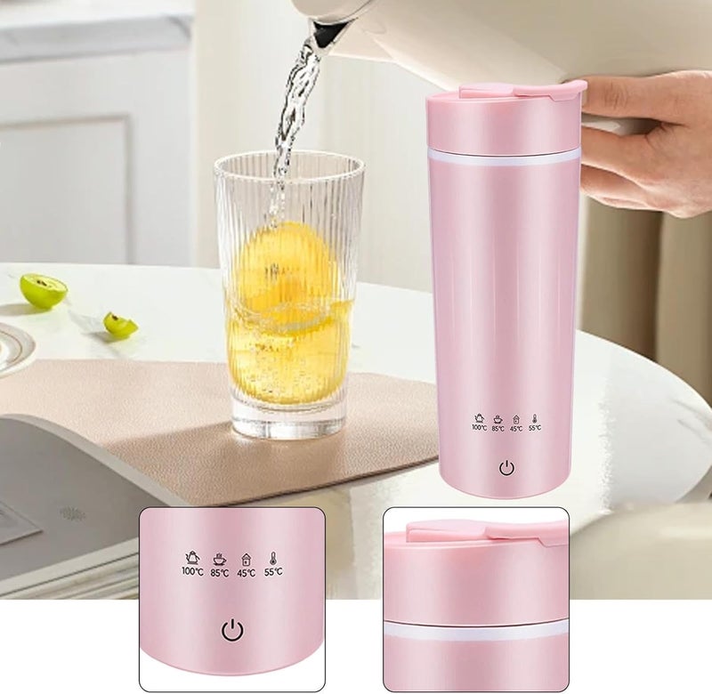 Portable Kettle Boiler Electric Water Boiler Insulated Drinking Cup Stainless Steel Heater with Rapid Boiling And Temperature Control Suitable for Sch, Pink - Image 3