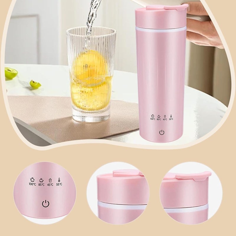 Portable Kettle Boiler Electric Water Boiler Insulated Drinking Cup Stainless Steel Heater with Rapid Boiling And Temperature Control Suitable for Sch, Pink - Image 1