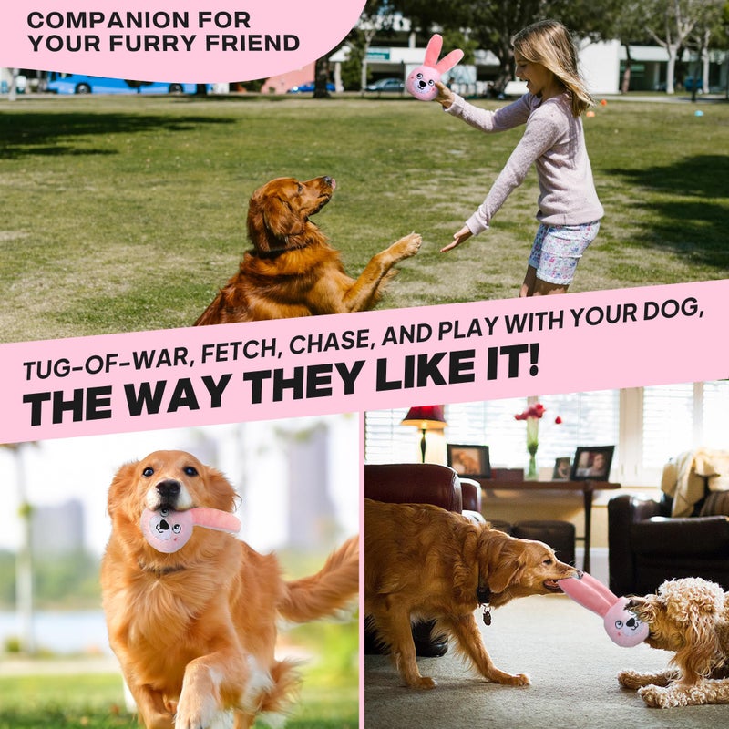 Fida Squeaky Dog Toys for Aggressive Chewers 3 in 1, Dog Chew Toys with 3 Layers,Interactive Dog Toys for Large Dogs Balls to Keep Them Busy for Small Medium Dogs(Pink Bunny) - Image 4