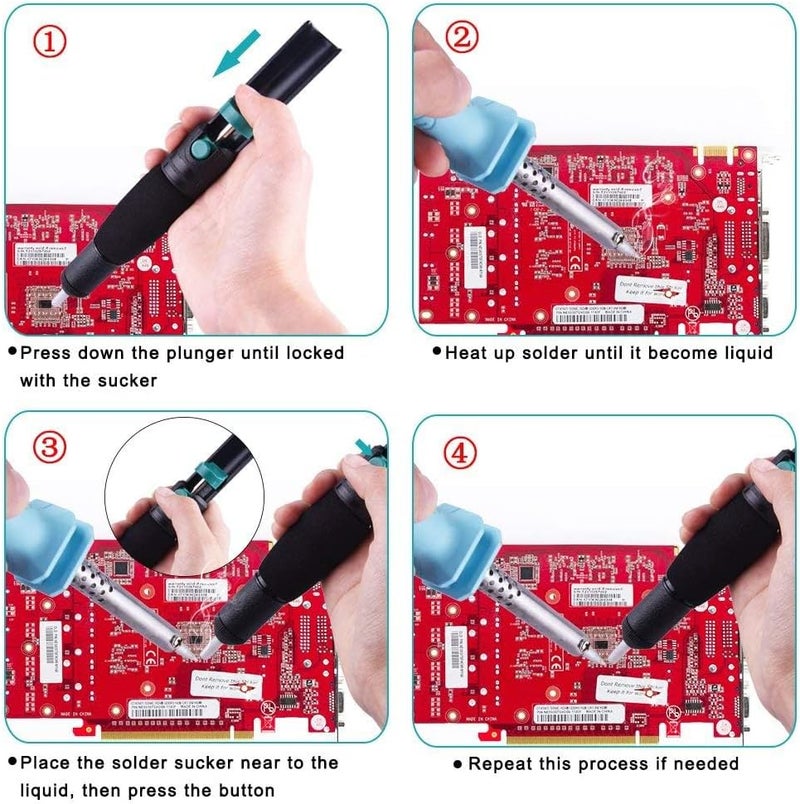 Excefore Pieces Solder Sucker Desoldering Wick Kit, Including 1 Pcdesoldering Sucker And 6 Pcs Solder Braid Wick (2.0Mm/2.5Mm/3.0Mm Width, 1.5M Length) With Flux, Desoldering Vacuum Pump Solder Removal Tool - Image 5