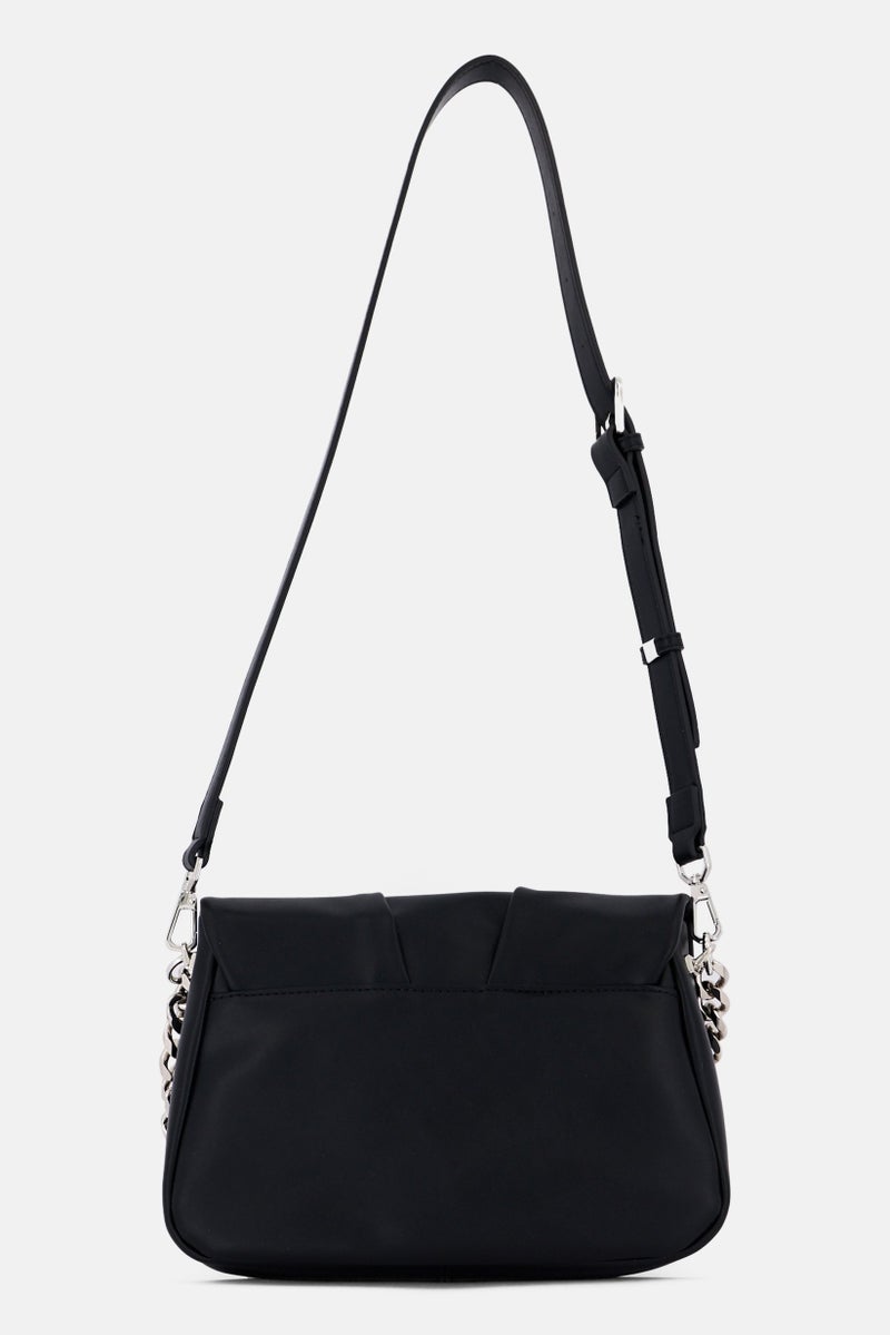 SISLEY Women Brand Logo Cross Body Bag, Black - Image 2