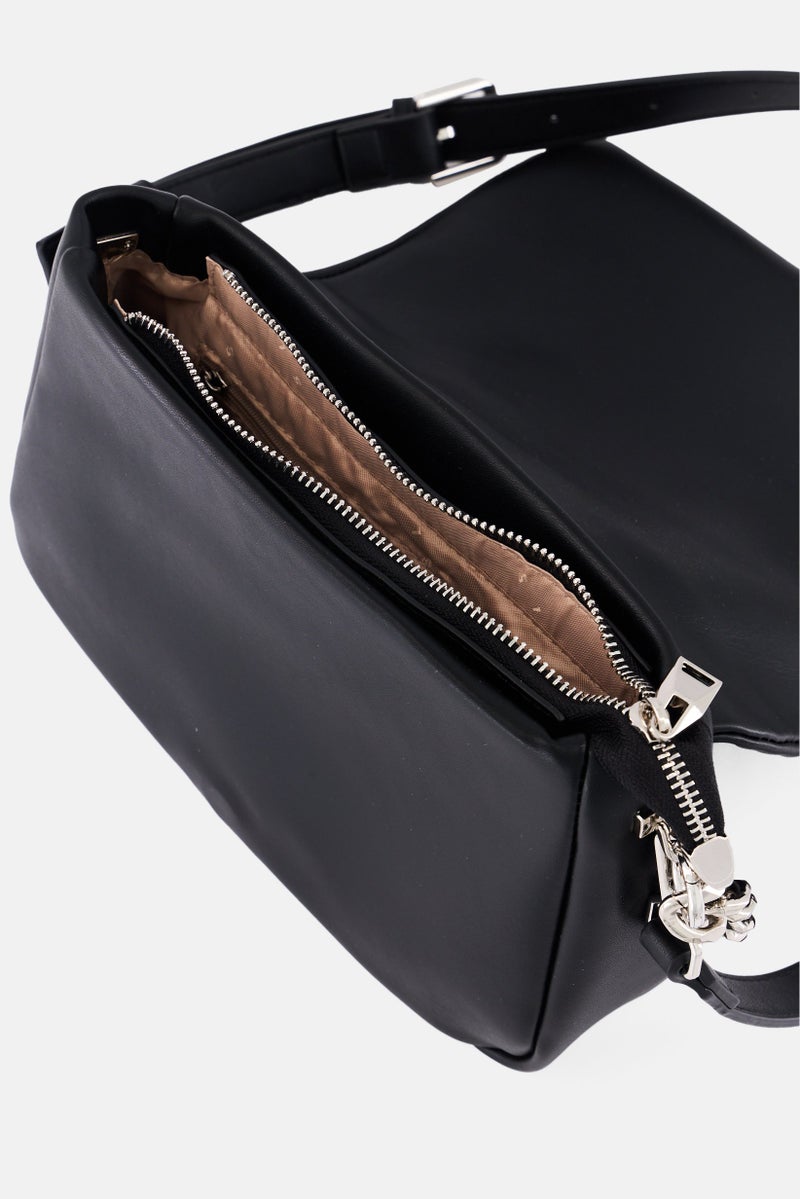 SISLEY Women Brand Logo Cross Body Bag, Black - Image 3