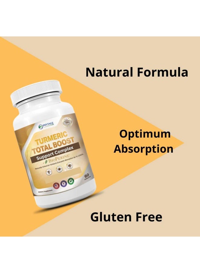 Phytage Labs Turmeric Total Boost Support Complex, with Bioperine for Advanced Absorption - 60 Capsules - Image 3