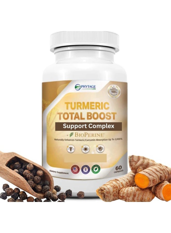Phytage Labs Turmeric Total Boost Support Complex, with Bioperine for Advanced Absorption - 60 Capsules - Image 2