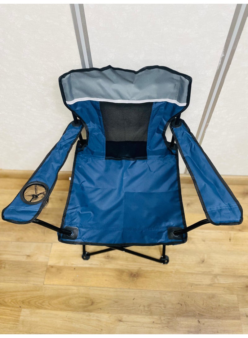 راكسوم كرسي تخييم قابل للطي ومتين مع حامل أكواب - إطار فولاذي قوي، أقدام مضادة للانزلاق من البولي إيثيلين، ظهر شبكي قابل للتهوية، قماش أكسفورد 600D - مثالي للاستخدام في الهواء الطلق والشاطئ والصيد والحديقة (أزرق) - Image 5
